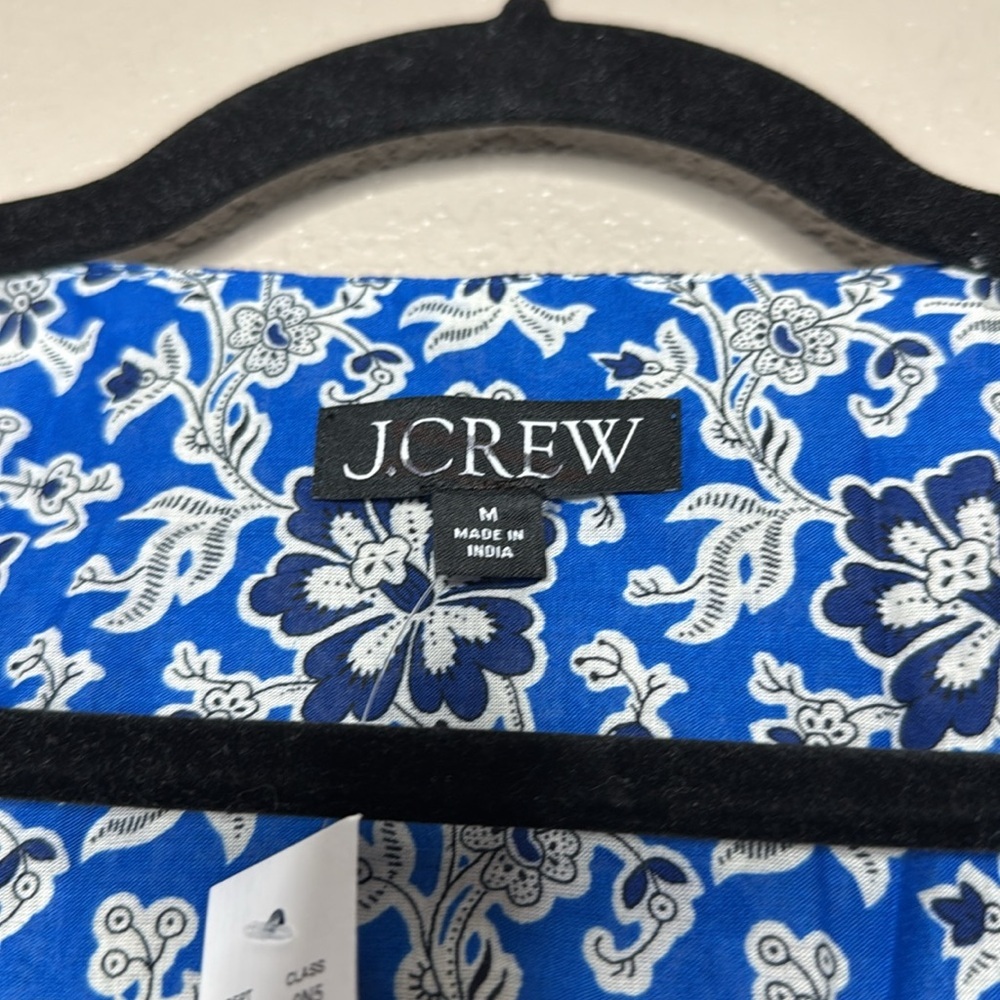 J. Crew Tiered Tie-Front Beach Dress in Cobalt Floral Cotton Voile - Picture 4 of 8